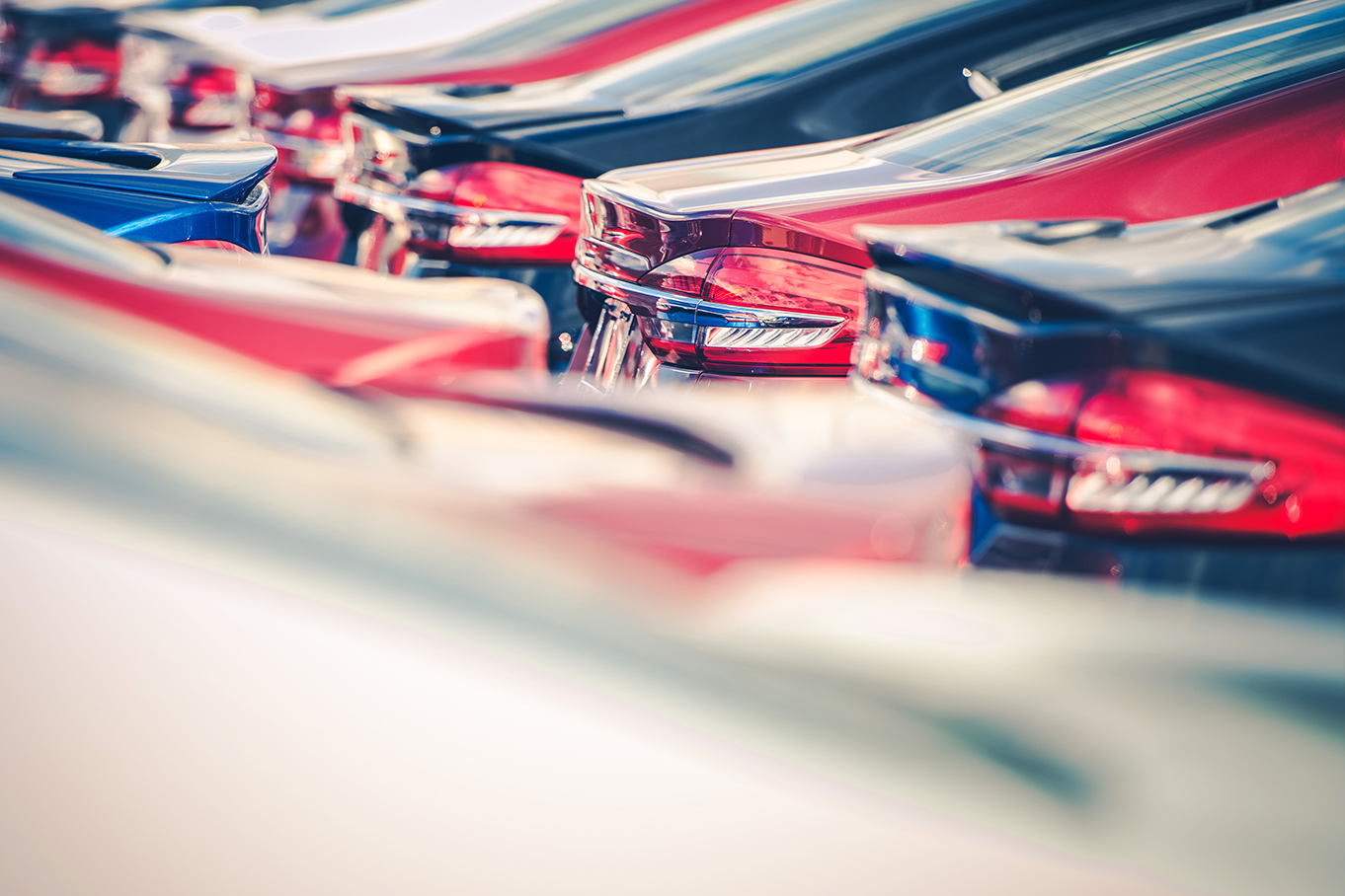 A row of parked cars.