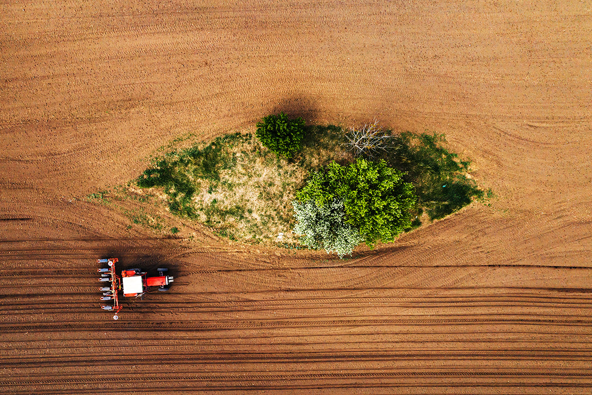 Tractor view from drone